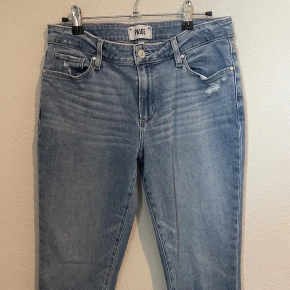Paige Brigitte Womens Boyfriend Skinny Mid Rise Distressed Jeans Size 28 - Picture 4 of 11